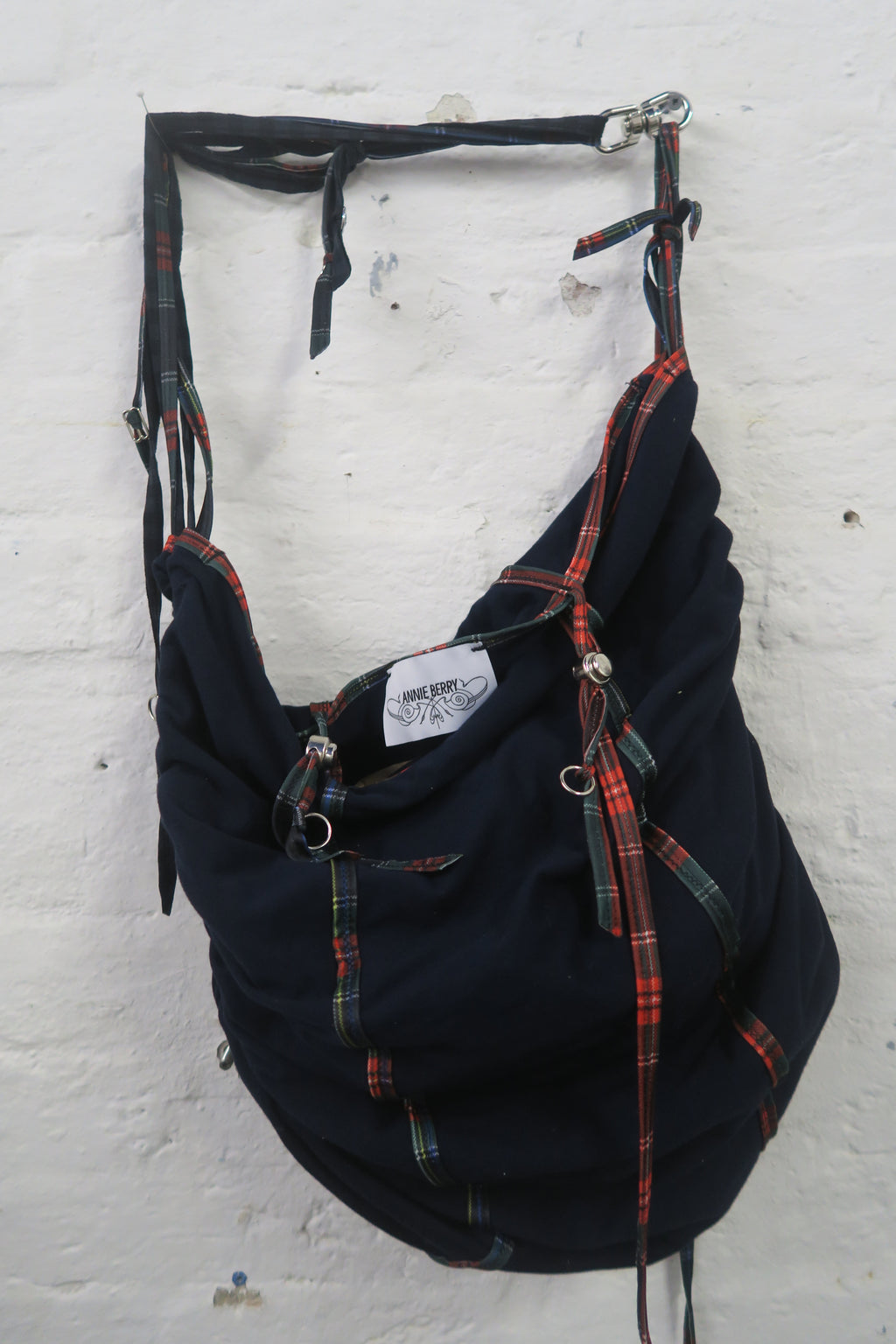 Blue and Tartan Motorbike Bag