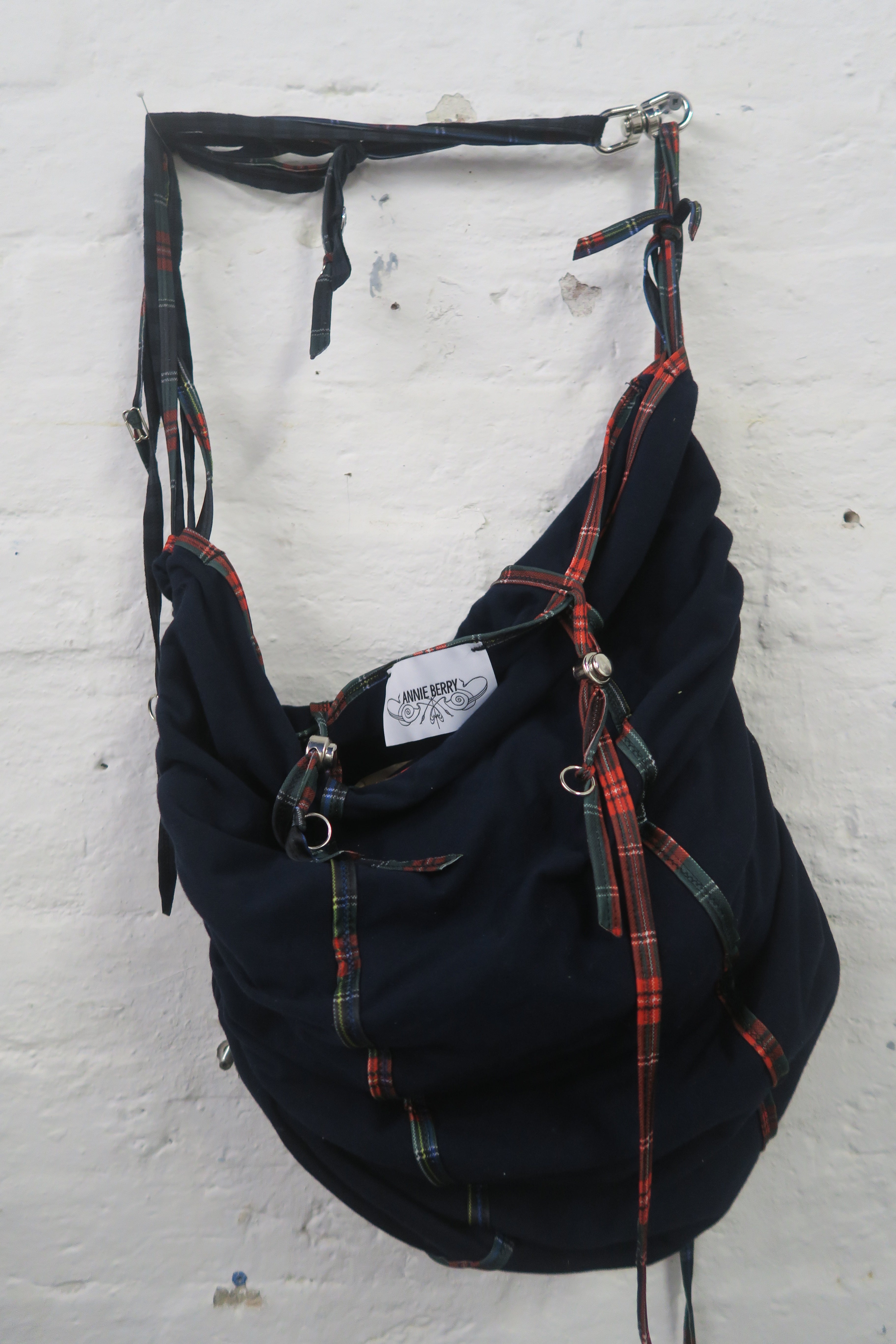 Blue and Tartan Motorbike Bag