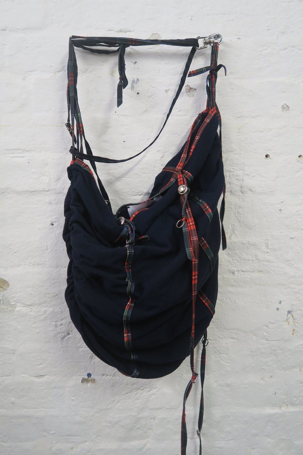 Blue and Tartan Motorbike Bag